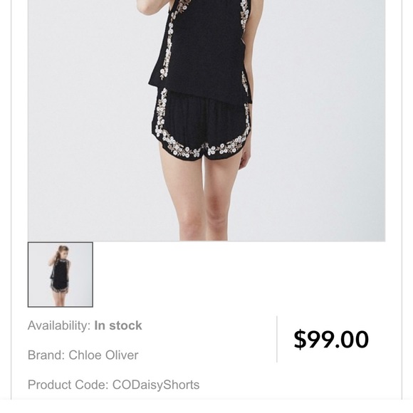 Anthropology Chloe Oliver Daisy Shorts Black with Floral Embroidery - Picture 2 of 8
